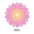 Mandala flower vector drawing. Ethnic colorful decorative element.