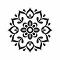 Mandala Flower Vector Icon: Graphic Black And White Stencil Art