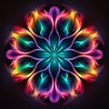 Vibrant Neon Flower: Abstract Fusion Of Colors On Black Background Royalty Free Stock Photo