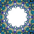 Mandala frame, colorful, beautiful design.Blue and yellow colors.