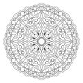 Mandala frame line vector. A symmetrical monochrome round ornament