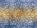 Mandala geometric grunge graphic background blue and golden