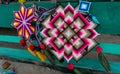 Mandala God Eye Mexican Crafts in Sayulita Mexico, street decoration. Royalty Free Stock Photo