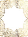 Mandala gold outline frame template for invitation, banner, wedding design on white background