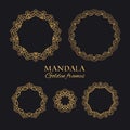 Mandala vector geometric round frames set. Collectiond of oriental luxury ornaments Royalty Free Stock Photo