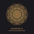 Mandala vector round ornament luxury design. Golden ethnic element