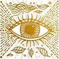 Mandala golden third eye drawing art illustration design painting