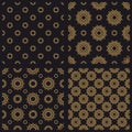 Mandala golden vector seamless patterns set