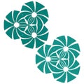 Mandala groups. Abstract floral patterns. Circular geometric designs. Teal decorative Vector. Royalty Free Stock Photo