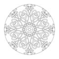Mandala. Hearts interlaced. Anti-stress coloring page. Art Therapy. Vector illustration black and white. Royalty Free Stock Photo