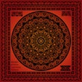 Mandala Hindu symbol and Lace pattern frame