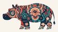 Mandala Hippopotamus Vector Isolate EPS Illustration for Design Projects Royalty Free Stock Photo