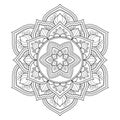 Mandala isolated on the white background. Template for coloring book page. Oriental mystical pattern. Yoga mandala