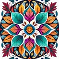 Mandala leaf circle nature autumn floral blossom decoration