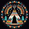 Mandala life circle native indian tepee decoration ceremony