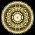 Mandala. Luxury gold round 3d mandala pattern. Floral golden shiny mandala with swirl flowers. Beautiful surface gold vintage