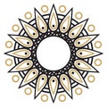 Mandala digital vector file, mandala frame with border in gold and black colors