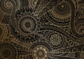 Mandala movement in golden lines on black background. Vector illustration Royalty Free Stock Photo
