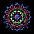 Mandala multicolor pattern over black background