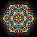 Mandala multicolor pattern over black background