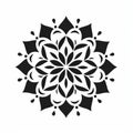Bold Stencil Black Mandala Design With Floral Accents