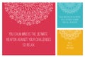 Mandala national ornament. set Vector illustrations with relax quote.