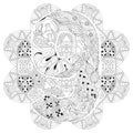 Mandala with numero nine for coloring. Vector decorative zentangle