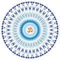 Mandala, object of rotation, spiritual symbol, with the sign om, aum in the center.