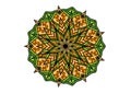 Mandala orange green colors orange green flower