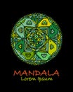 Mandala ornament, green pattern for your design Royalty Free Stock Photo