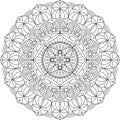 Mandala ornament, vector illustration. Black color mandala. Adult mandala coloring page.