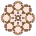 Ornamental round doodle flower isolated on white background. Colorful mandala. Royalty Free Stock Photo