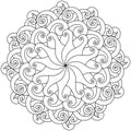 Mandala outline abstract with swirls, meditative coloring page for creativity for kids and adults