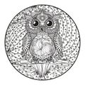 Mandala. Owl. Zentangle Royalty Free Stock Photo