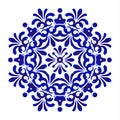 Blue floral mandala pattern