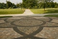 Mandala pattern on floor of outdoor amphitheater
