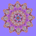 Mandala pattrn Beautiful colorful greeting card. Vector illustration. Arab, Indian ornament. Royalty Free Stock Photo