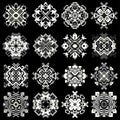 Mandala of pixels on a black background symbols collection Royalty Free Stock Photo