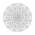 Mandala radiant symmetry coloring book page for kdp book interior Royalty Free Stock Photo