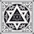 Coloring Page Seal of Solomon Icon Illustration Star in Circle Symbol Alchemy Sacred Geometry