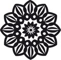 Mandala - Flower Star Sun Illustration, Nature, Energy Circle Round Beautiful Symmetry Harmony Symbol in Black and White