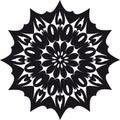 Mandala - Flower Star Sun Illustration, Nature, Energy Circle Round Beautiful Symmetry Harmony Symbol in Black and White