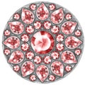 Mandala with red gems. Round pattern, jewelry