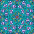 Mandala seamless pattern background with fish animals marine ornament pattern.