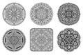 Mandala set. Black oriental decorative flower patterns