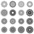 16 Mandala Set. Circular pattern in form of mandala. Royalty Free Stock Photo