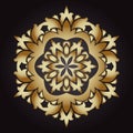 Mandala Snowflake Gold, Tribal Vintage Background With A Medallion