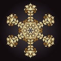 Mandala Snowflake Gold, Tribal Vintage Background With A Medallion