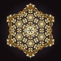 Mandala snowflake gold, tribal vintage background with a medallion