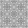 Mandala swirls seamless pattern on black and white.